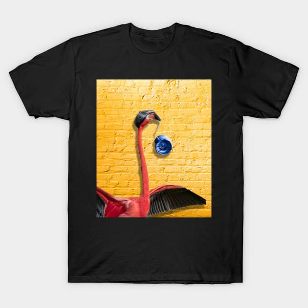 Flamingo With Classic Blue Yo-Yo T-Shirt by Random Galaxy